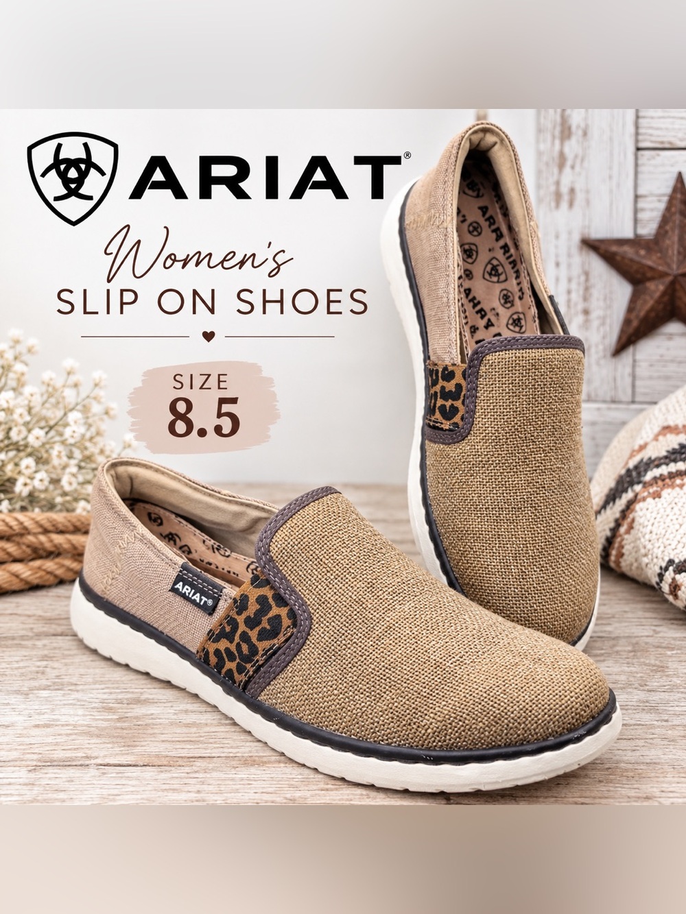 Ariat Women’s Ryder Metallic Burlap Slip-On Casual Shoes 8.5 Western
